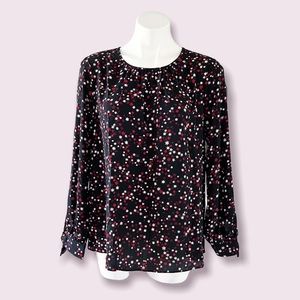 Michael Kors Star Print Blouse Relaxed Fit Long Sleeve Top NWT $110.00